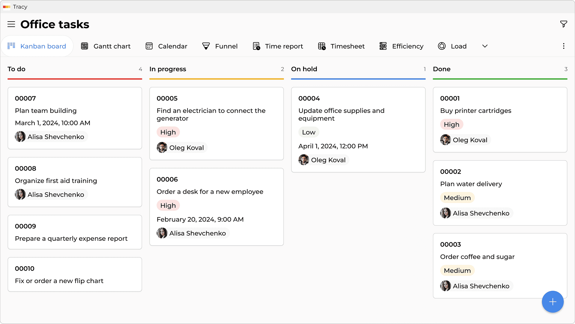 Tracy Kanban board