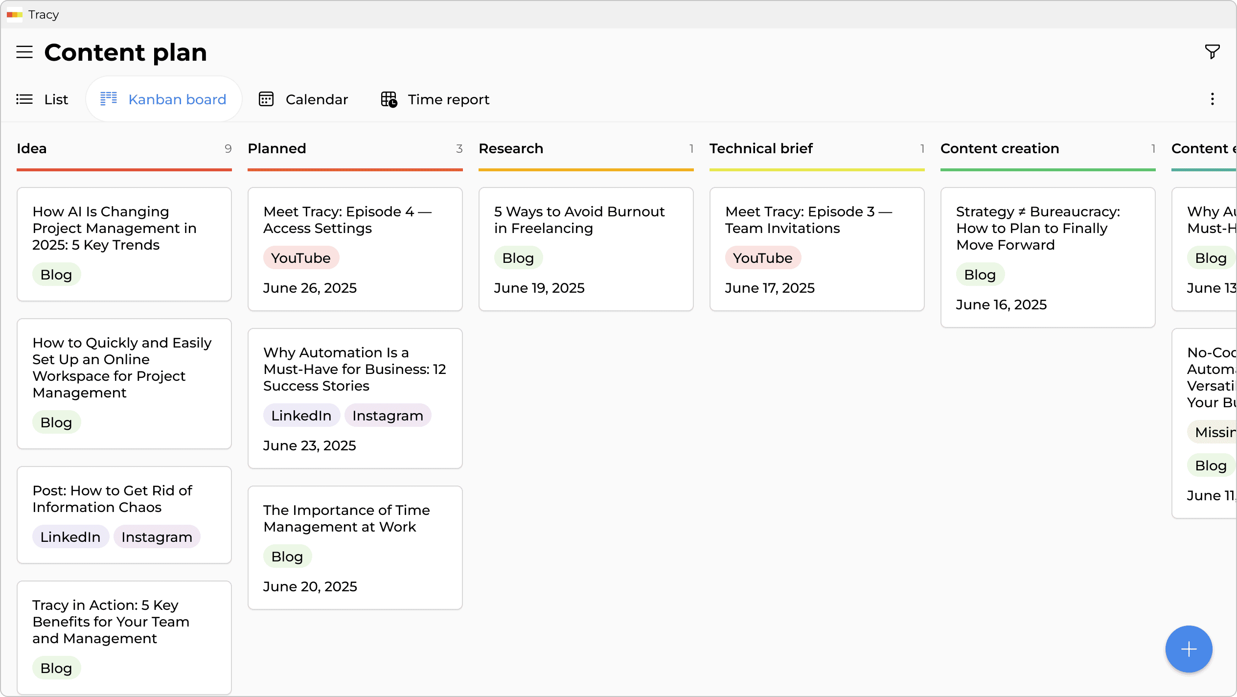 How to create a content plan in Tracy?