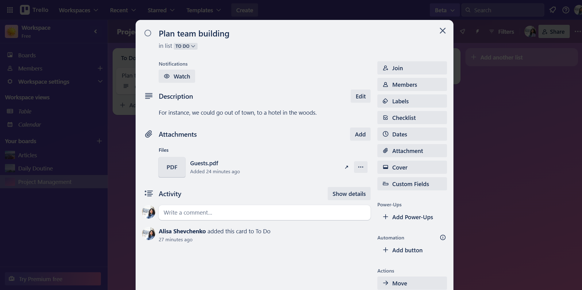 Trello for task management