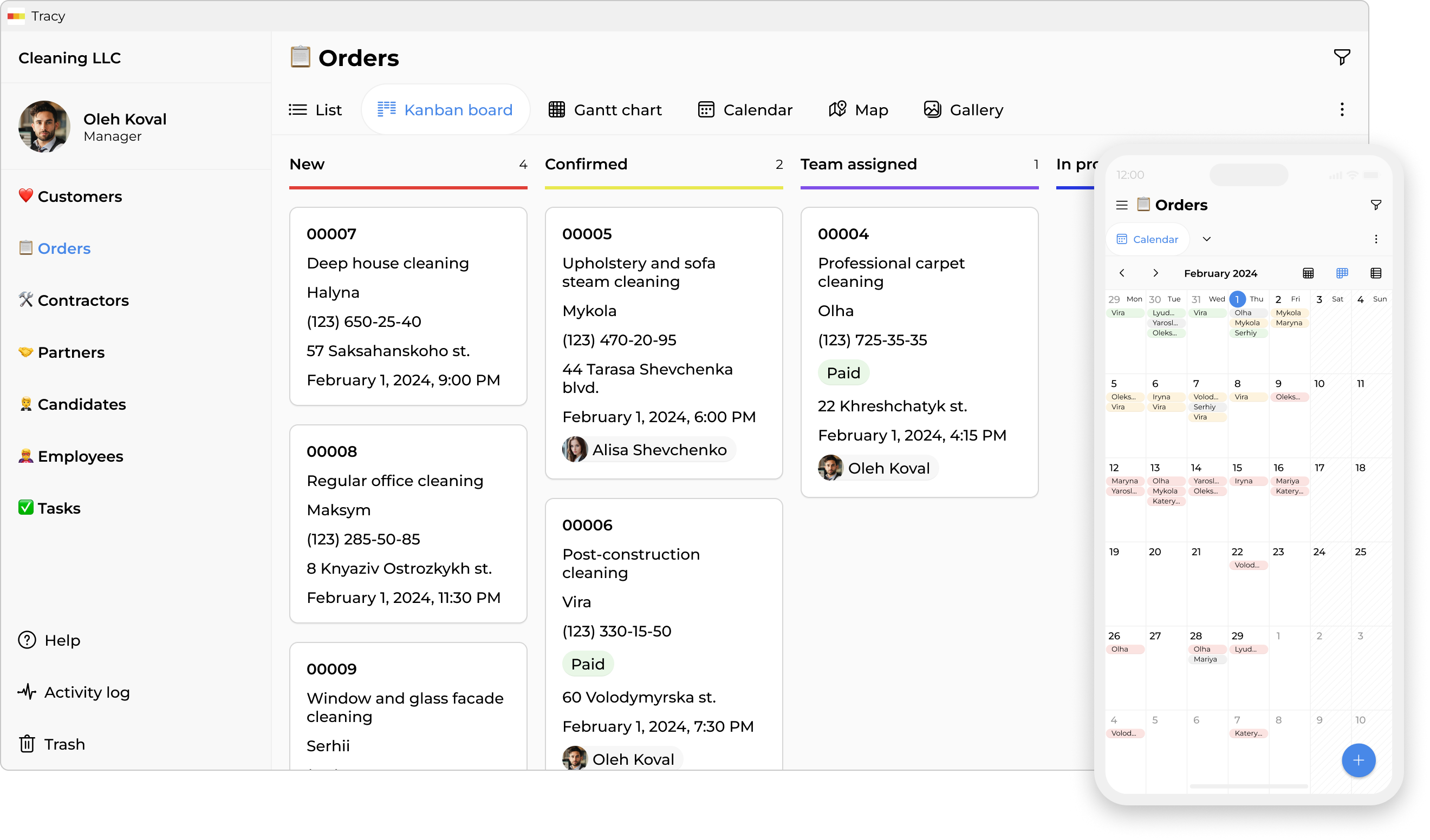 App for cleaning management