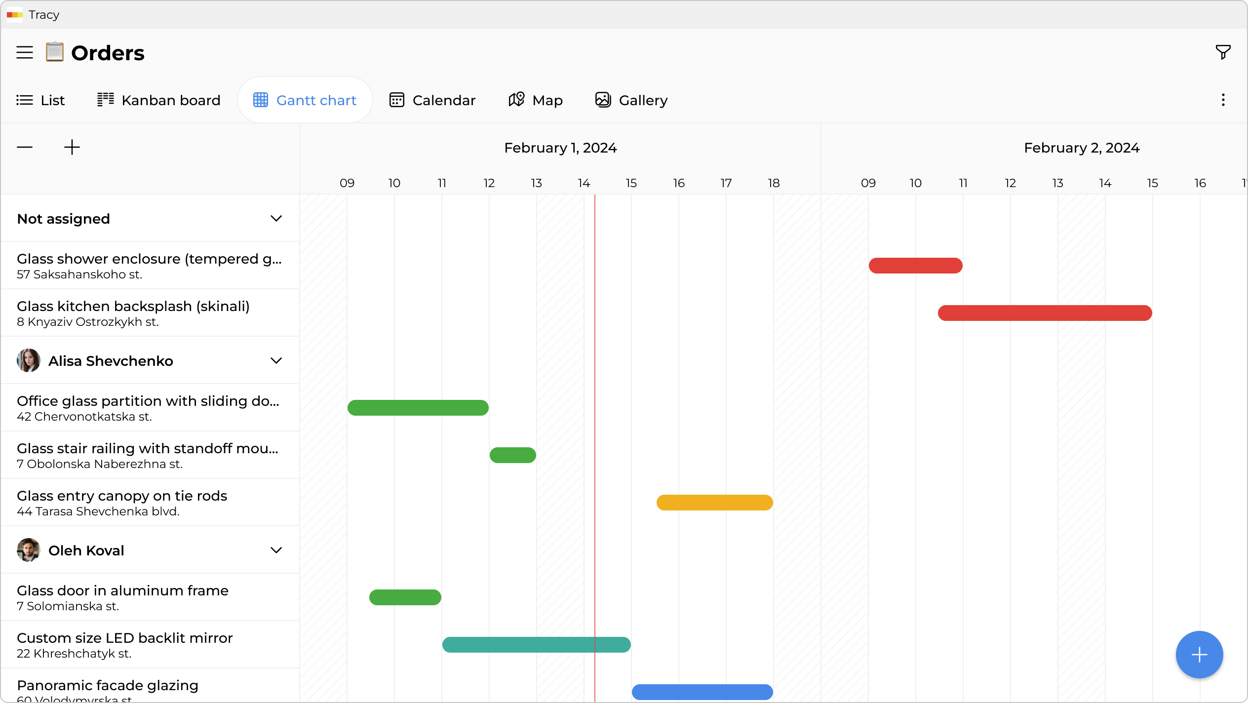 Order schedule and team workload