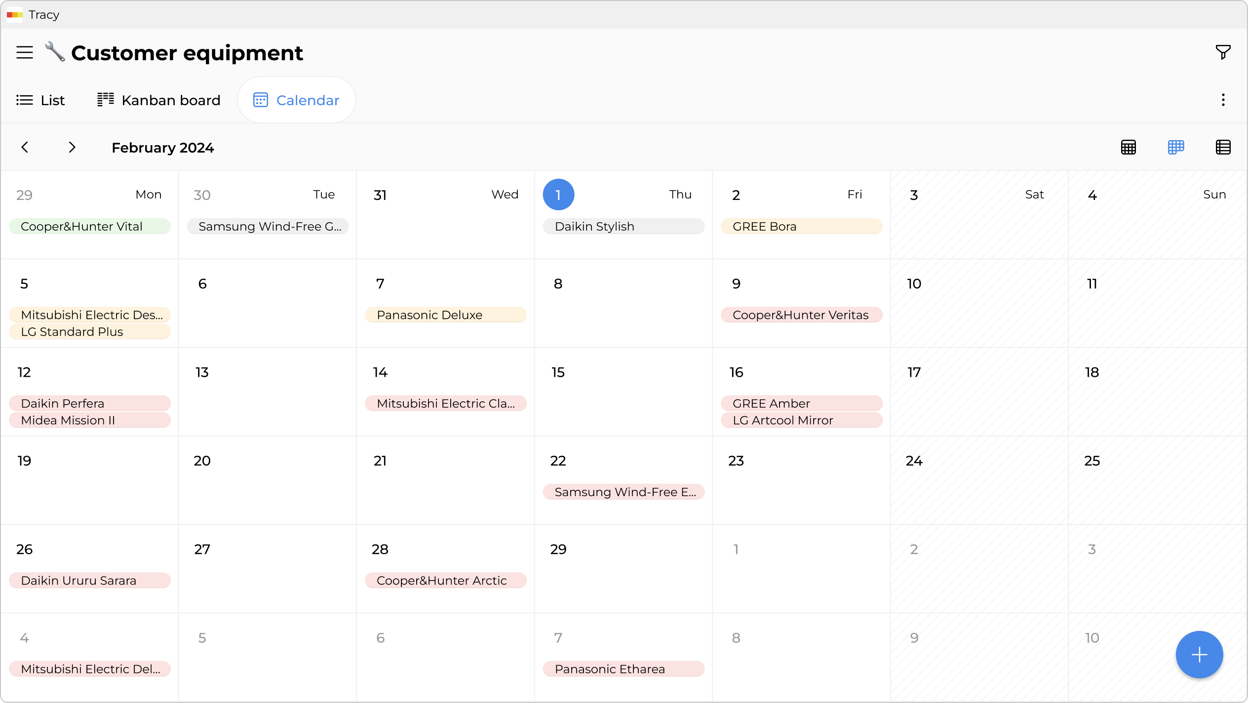 Maintenance schedule—automatic reminders