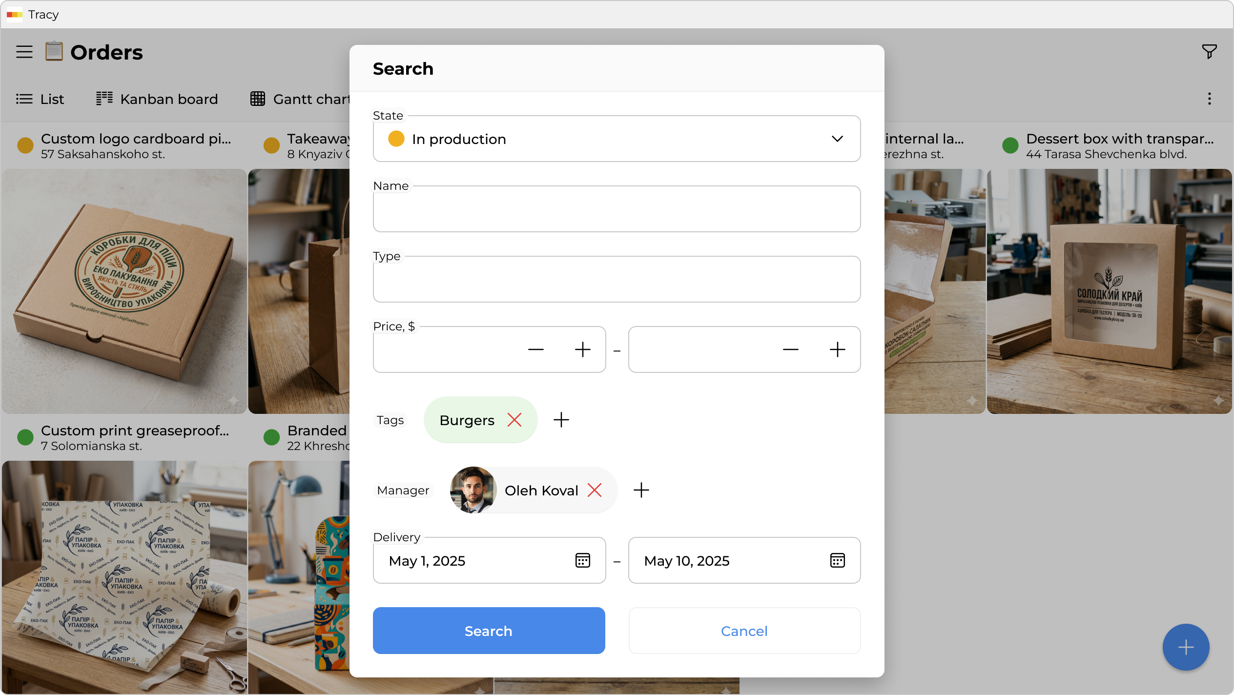 Quick filtering by category, material, or construction type