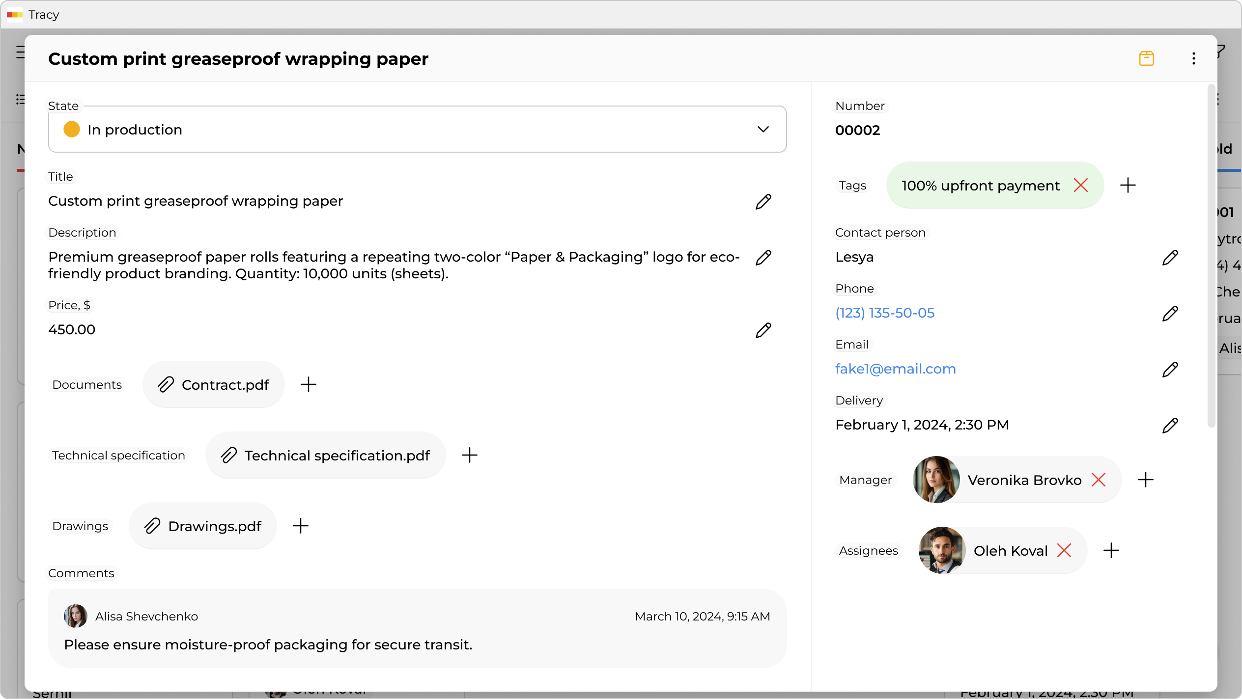Mockups, drawings, and specs—all in the order card