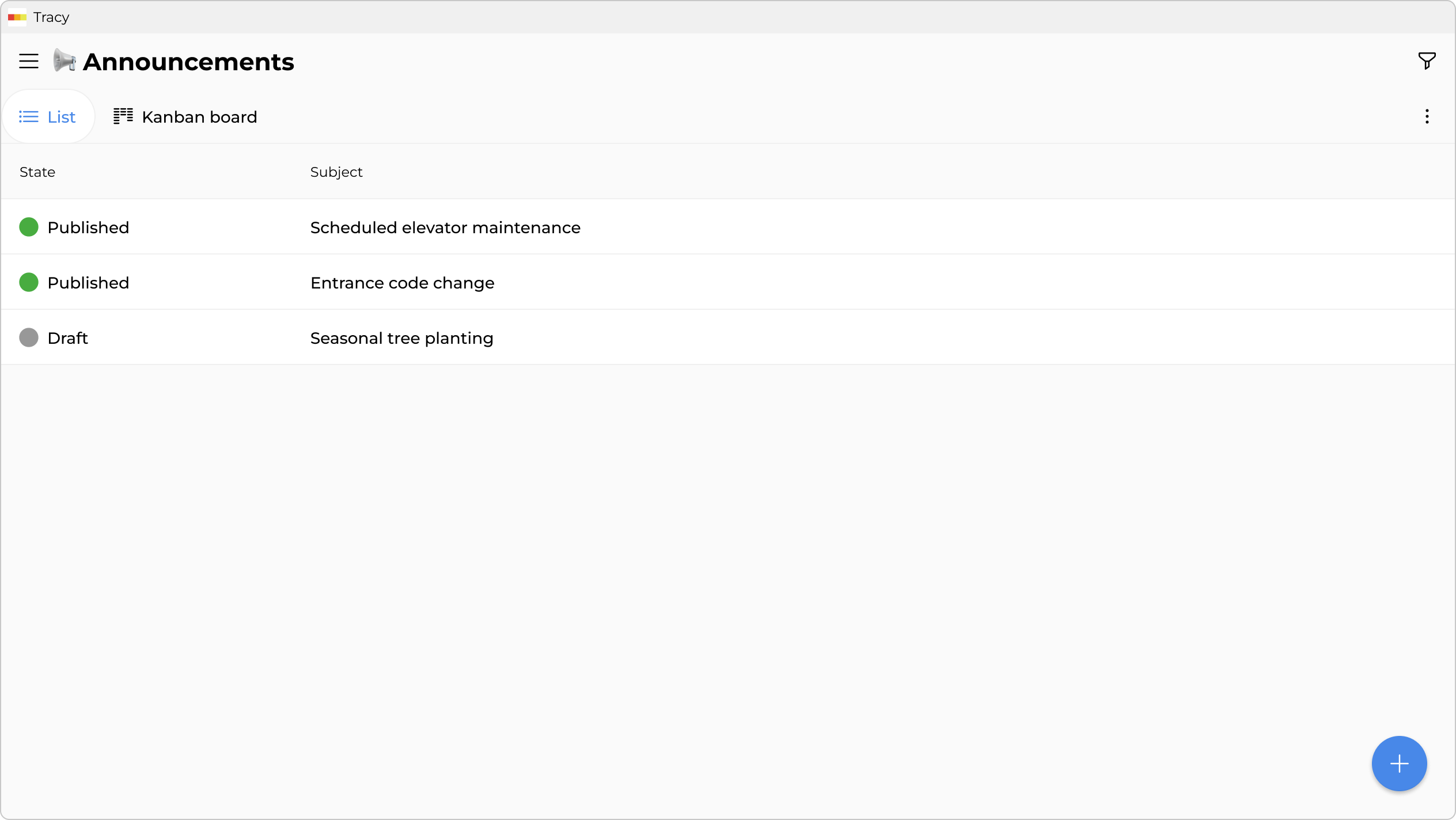 Announcements—publish once, everyone sees