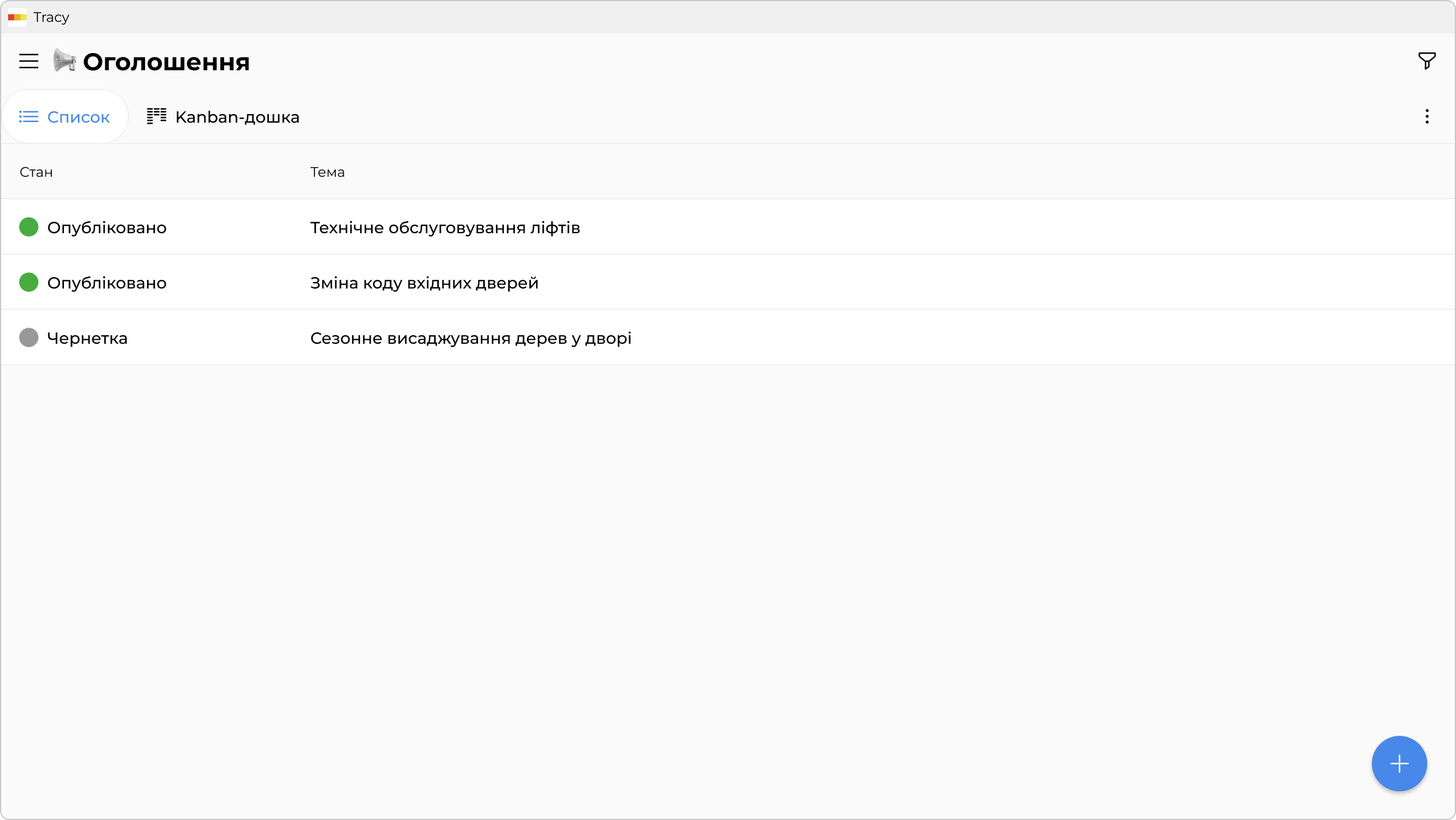 Оголошення — публікація раз, бачать усі