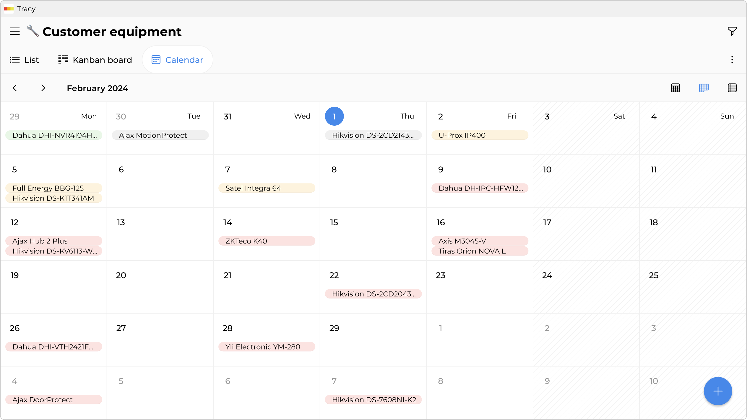 Maintenance schedule—automatic reminders