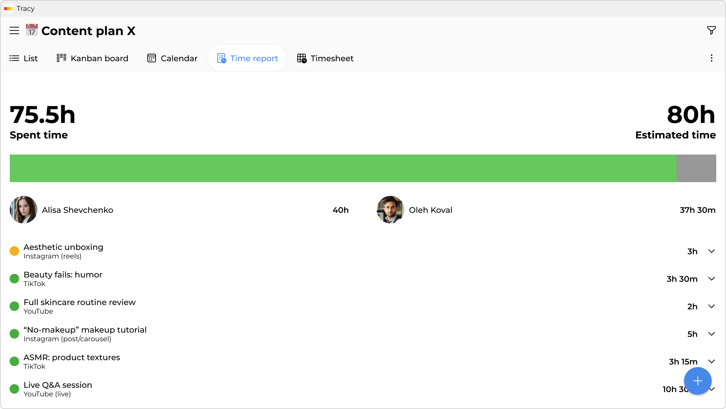 Time report by client—for invoicing