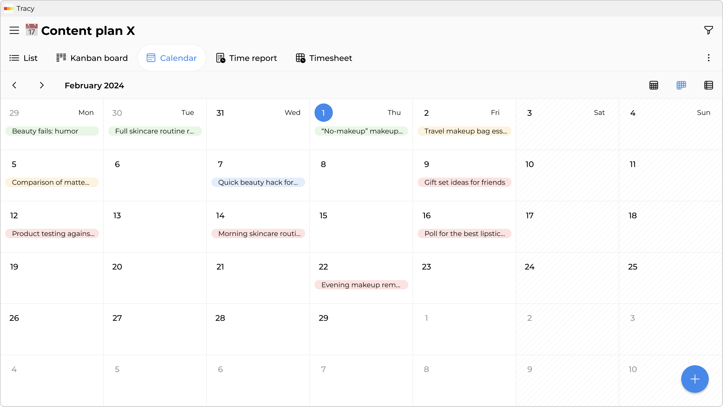 Publication calendar across all platforms