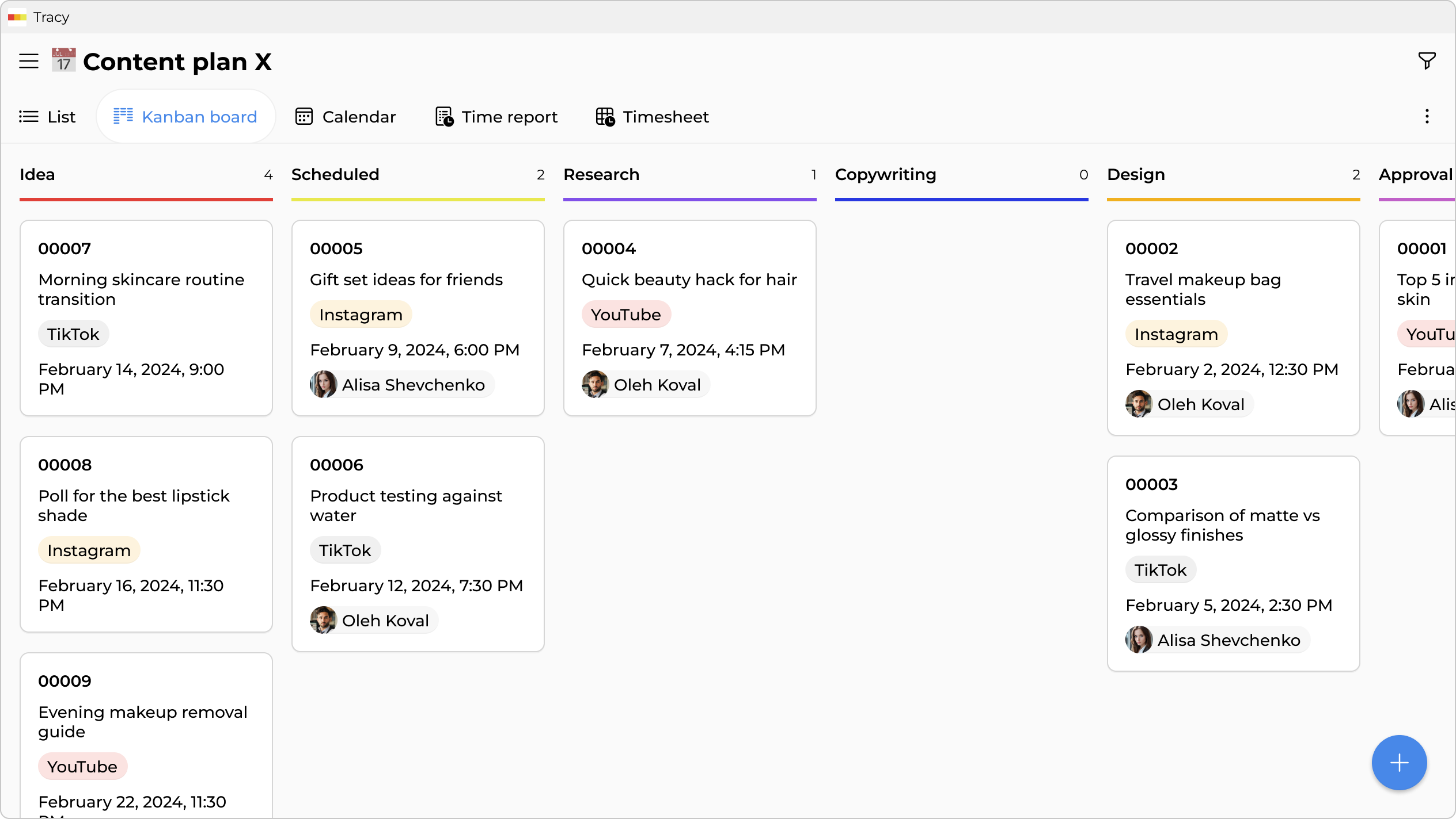 A separate content plan for each client