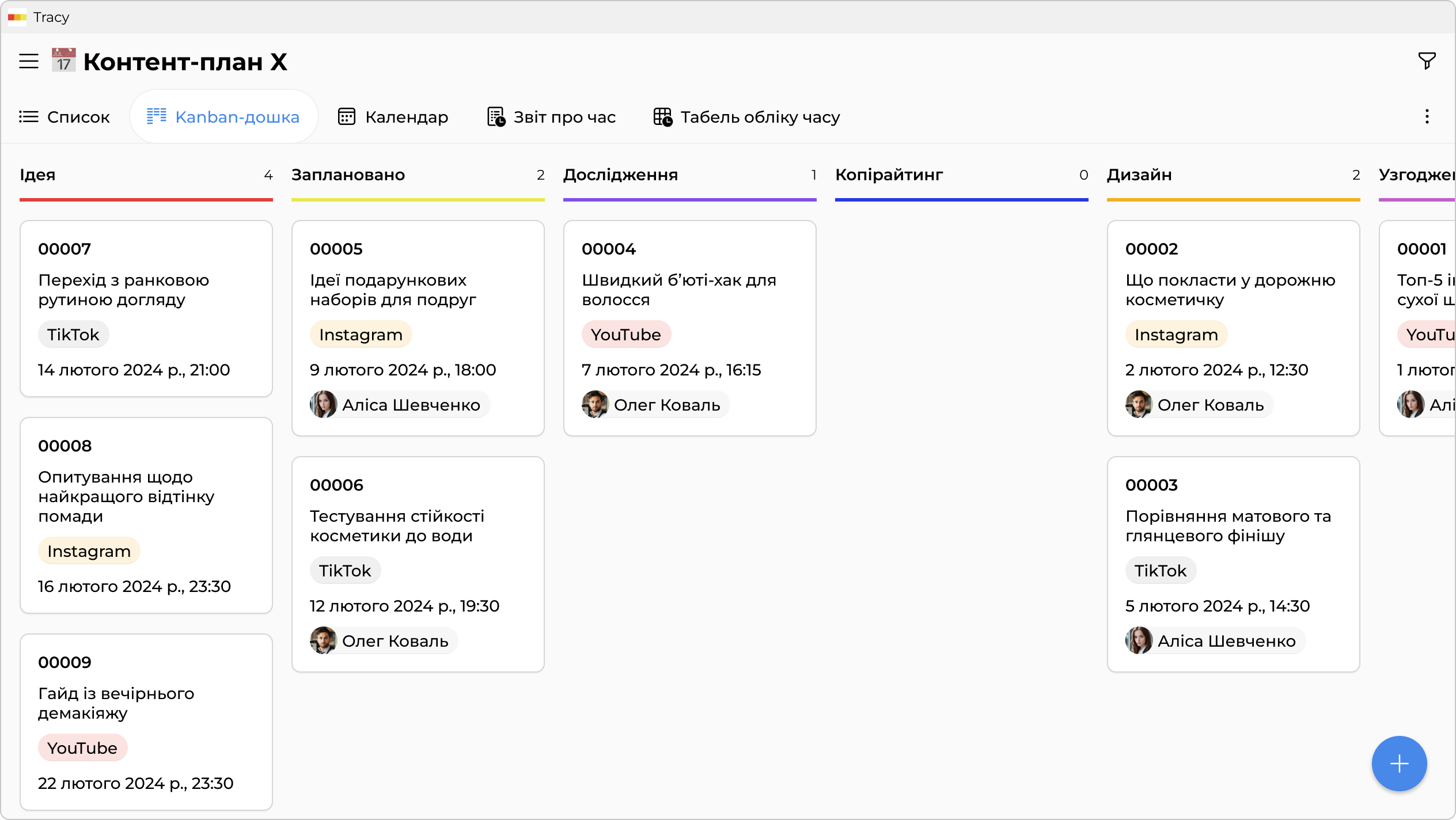 Окремий контент-план для кожного клієнта